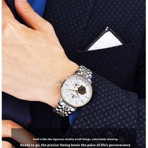 Automatic Mechanical Business Hollow Small Three-needle Waterproof Men&