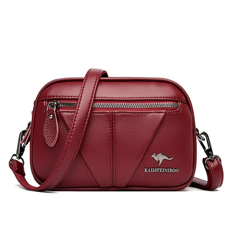 Cowhide Soft Leather Fashion All-match Shoulder Crossbody Small Round Bag