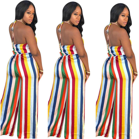 Rainbow Stripe Print European And American Women&
