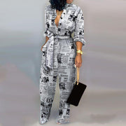 Pocket wide leg pants camouflage jumpsuit