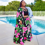 Women's Printed Pants Coat Set