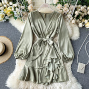 Long sleeve ruffled a-line skirt