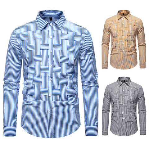 Striped Woven Plaid Men&