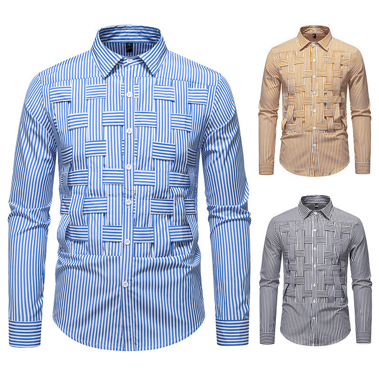 Striped Woven Plaid Men&