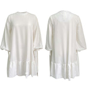 Women's Loose Solid Color Puff Sleeve Dress