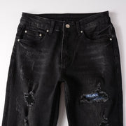 Hole & Patch Jeans Men's Slim Fit Skinny Pants