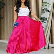 Plus Size Mid-high Waist Pleated Skirt