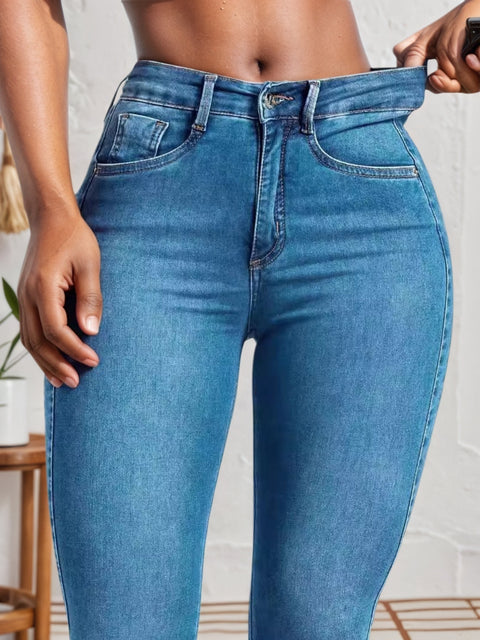 Four Season Versatile Tight Jeans, High Elasticity Slim Fit Comfortable And Fashionable, Classic Solid Color Design, Suitable For Both Casual And Formal Wear, Women&