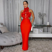 Dress Sexy Halter Large Flower Evening Dress Dress Women