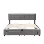 Upholstered Bed King Size Bed 5ft 150x200cm Velvet Fabric  Double Bed  Large Storage Space,With Slats And Headboard,Without Mattress,Grey