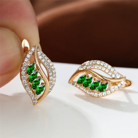Ins Leaf-shaped Rhinestones Earrings Fashion Unique Zircon-encrusted Stud Earrings Women&