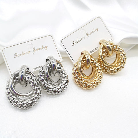 European And American Summer Fashion Simple Alloy Hollow Geometric Earrings Women