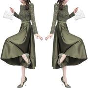 Women's Temperament Waist Slim Lace Stitching Dress