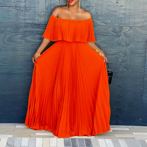 Off-shoulder Collar European And American Style Dress