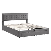 Upholstered Bed King Size Bed 5ft 150x200cm Velvet Fabric  Double Bed  Large Storage Space,With Slats And Headboard,Without Mattress,Grey