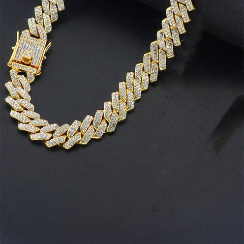 Cross 4.0mm Diamond Studded Single Row Men&