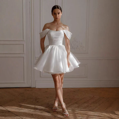 White Off-shoulder French Dress Women