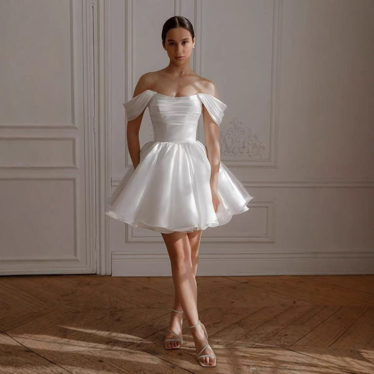 White Off-shoulder French Dress Women