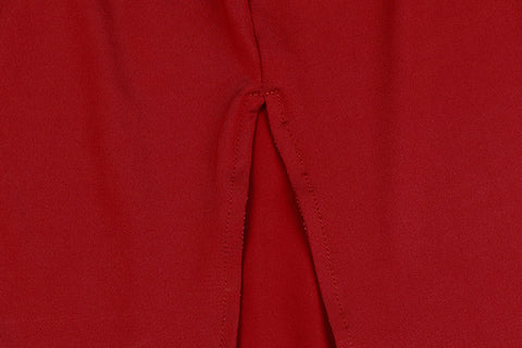 Solid color split long-sleeved maxi dress