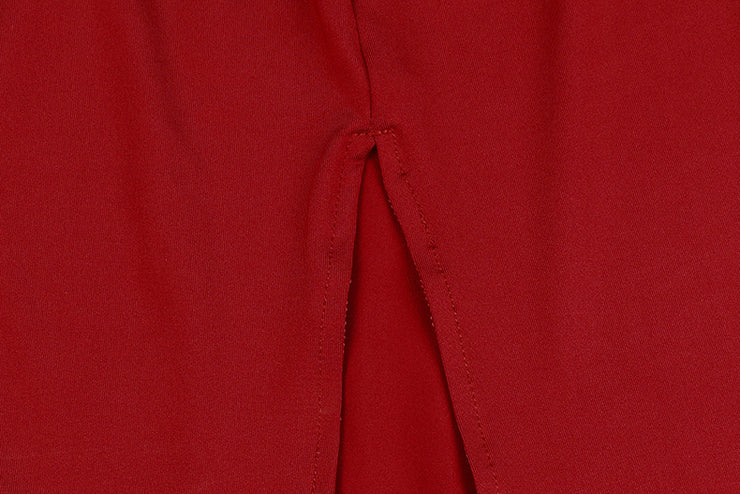 Solid color split long-sleeved maxi dress