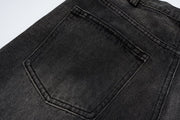 Men's Fashion Casual Retro Knife Cut Destroyed Washed Distressed Straight Textured Jeans