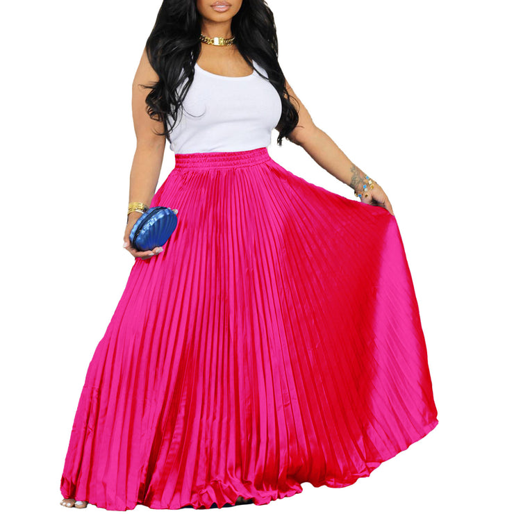 Plus Size Mid-high Waist Pleated Skirt