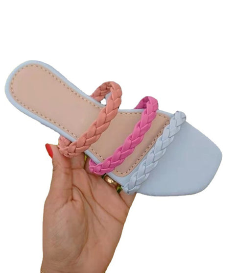 Flat Woven Hollow Slippers Women&