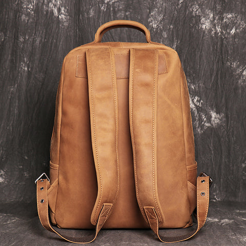 Retro Crazy Horse Skin Backpack Men&