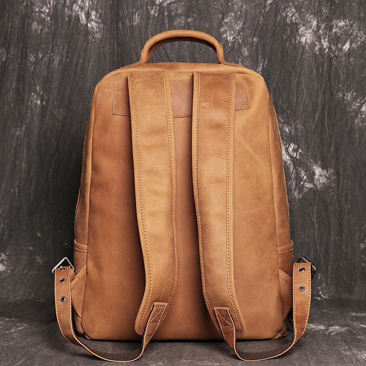 Retro Crazy Horse Skin Backpack Men&