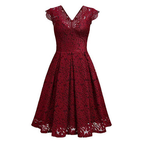 V-neck sleeveless lace dress