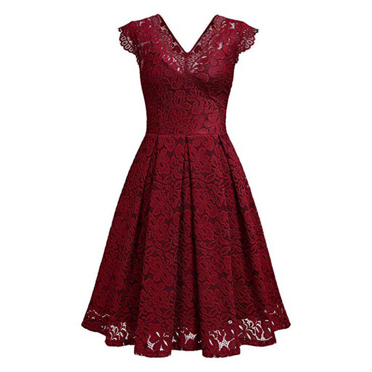 V-neck sleeveless lace dress