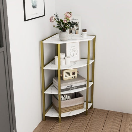 4-Tier Corner Open Shelf,Bookcase Freestanding Shelving Unit,Plant Stand Small Bookshelf For Living Room, Home Office, Kitchen, Small Space