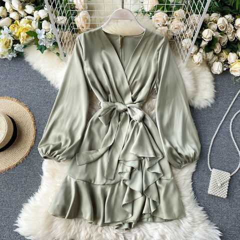 Long sleeve ruffled a-line skirt