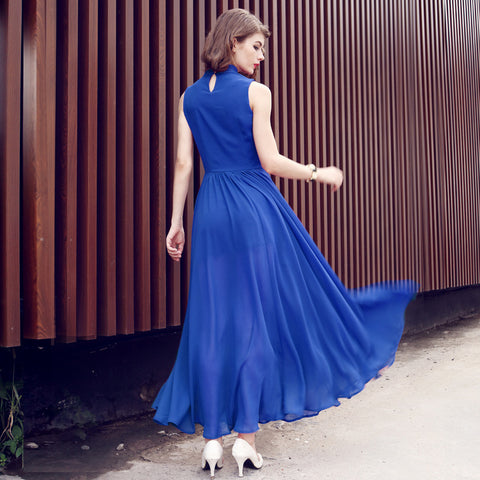 Waist Slimming Chiffon Dress With Big Slits