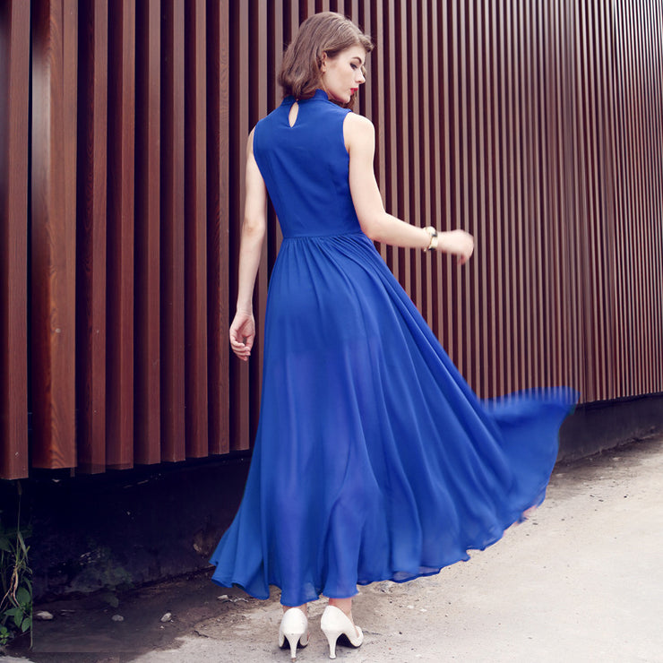 Waist Slimming Chiffon Dress With Big Slits