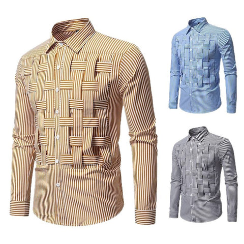 Striped Woven Plaid Men&