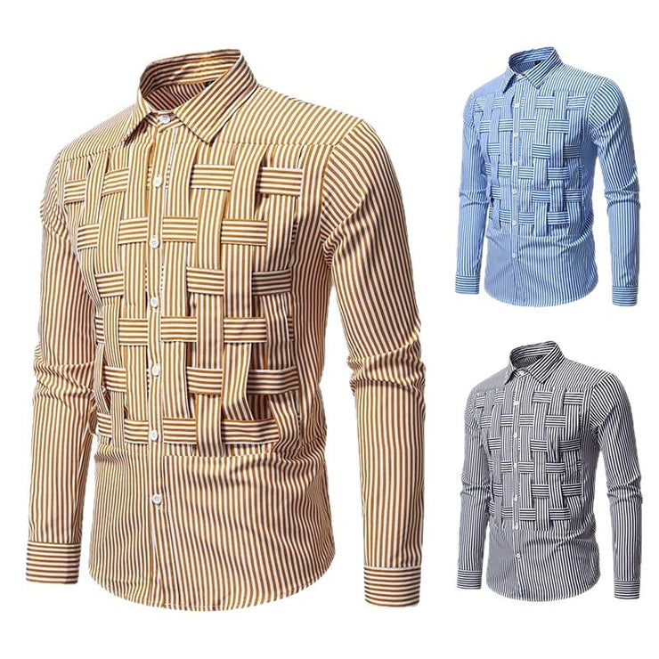 Striped Woven Plaid Men&