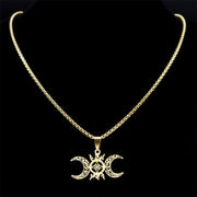 Triple Moon Celtic Knot Pendant Necklace