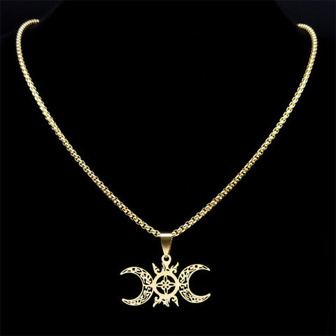 Triple Moon Celtic Knot Pendant Necklace