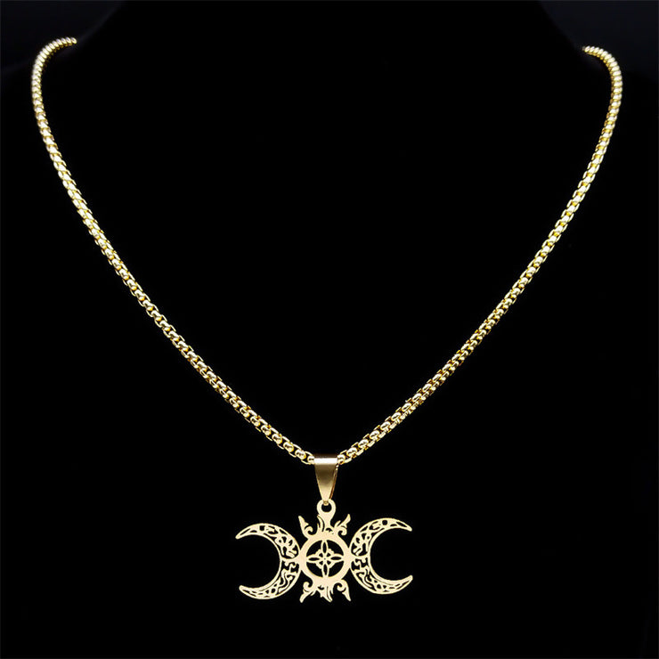 Triple Moon Celtic Knot Pendant Necklace