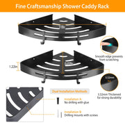 2Pcs Corner Shower Caddy Shelf Adhesive Bathroom Wall Mounted Storage Racks Aluminum Organizers For Bathroom Toilet Kitchen Dorm