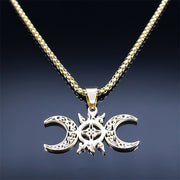 Triple Moon Celtic Knot Pendant Necklace