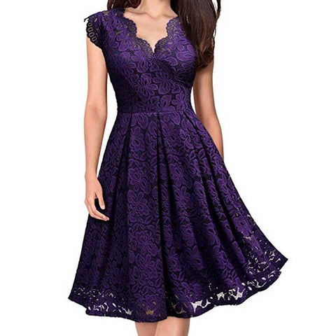 V-neck sleeveless lace dress