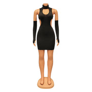 Women's Fashion Skinny Hollow Solid Color Dress