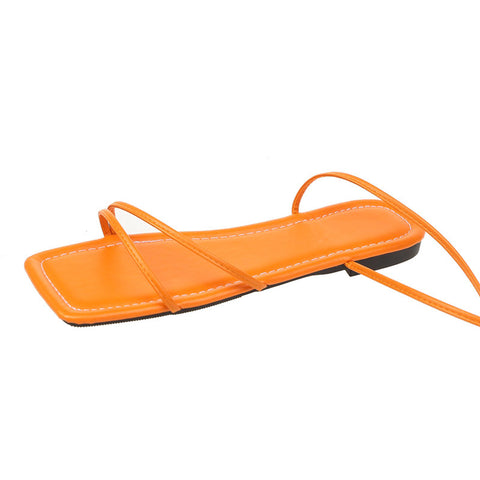 European And American Ankle Ring Bandage Cloth Flat Sandals Women&