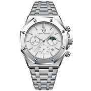 Waterproof High-grade Three Eyes And Six Needles Multi-functional Moon Phase Men's Steel Strap Watch