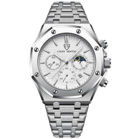 Waterproof High-grade Three Eyes And Six Needles Multi-functional Moon Phase Men&