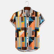 Printed Color Short Sleeve Men's Shirt
