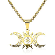 Triple Moon Celtic Knot Pendant Necklace