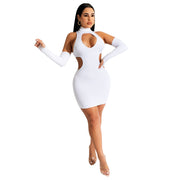 Women's Fashion Skinny Hollow Solid Color Dress